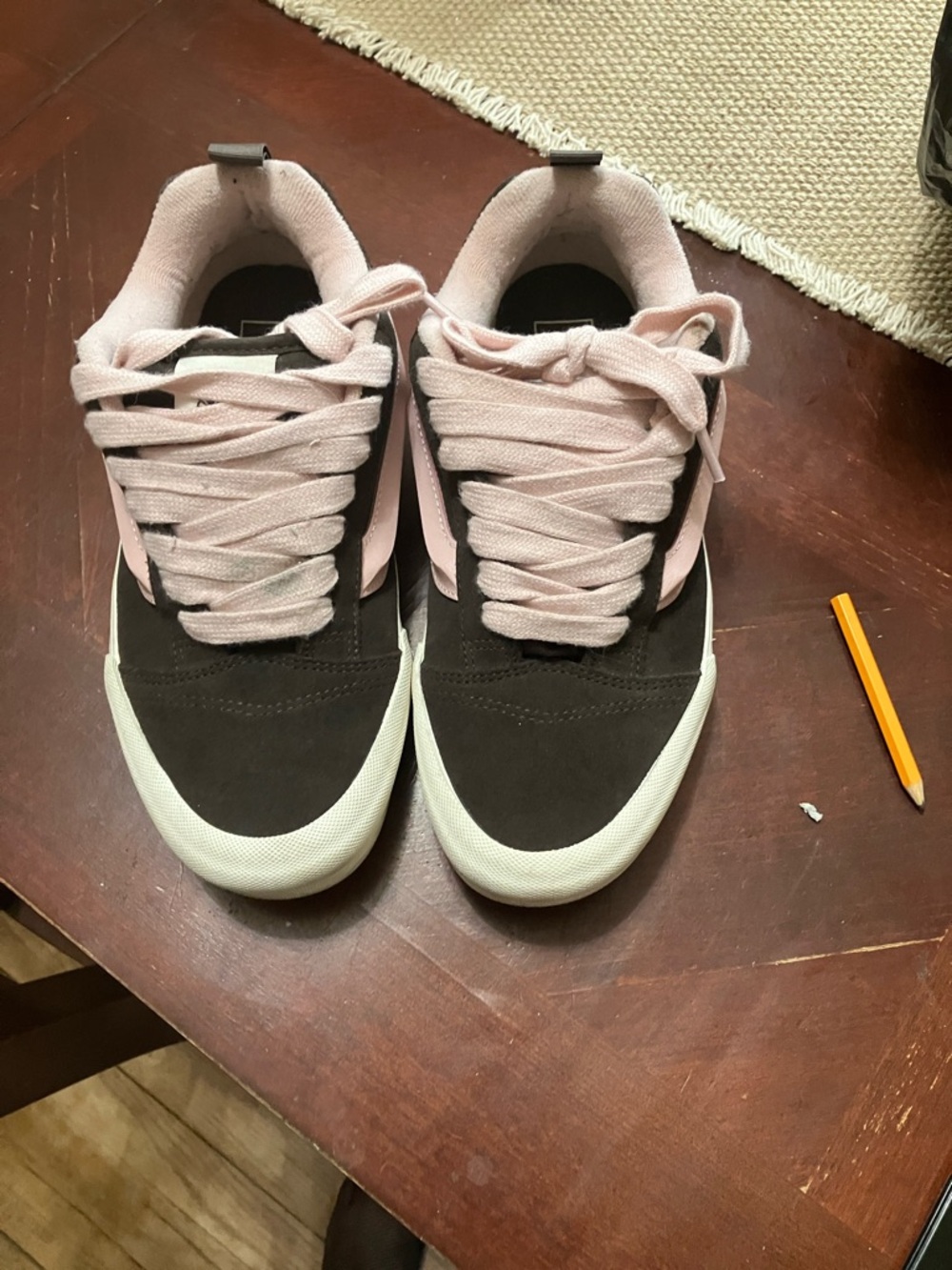 Vans Black and Light Pink Low-Top Sneakers